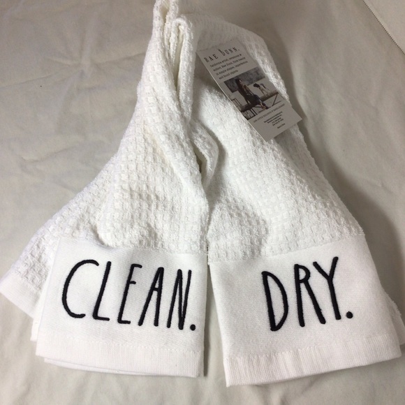 Rae Dunn “clean” and “dry” set of kitchen towels